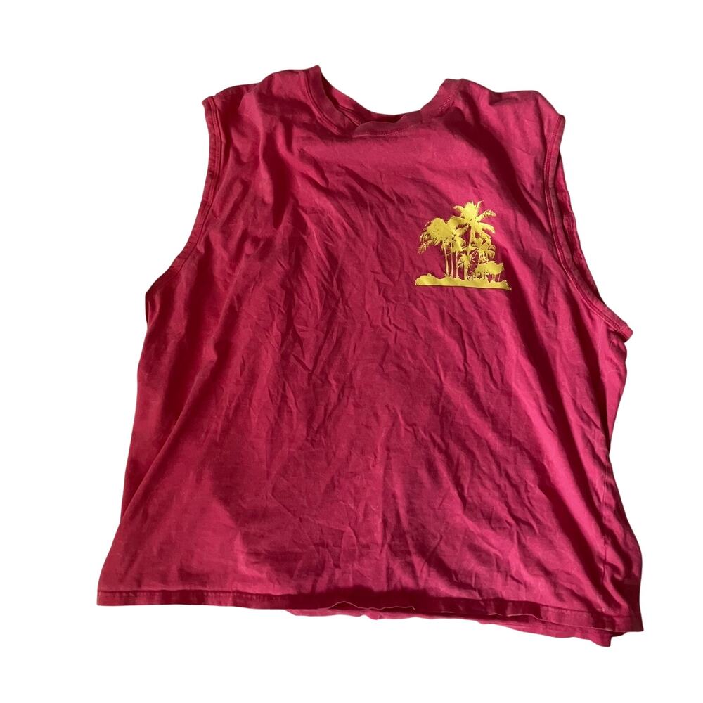 Original Use Pink Palm Tree Muscle Tee XXL Sleeveless Lake Summer Streetwear Top